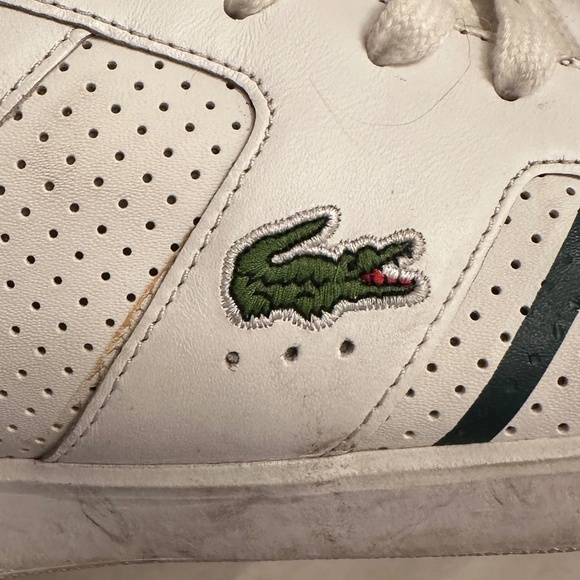 Men's Lacoste Novas Ct 118 tennis shoe size US 10 White w/ green stripe & tongue - Picture 7 of 10